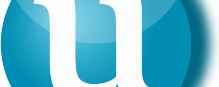 U-Multirank Button Symbol: ein weißes U auf einem blauen kreisrunden Hintergrund